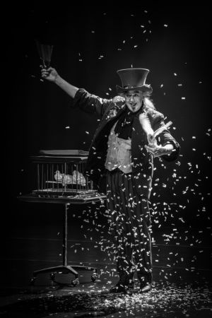 goochelaar sneeuw en duif